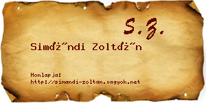 Simándi Zoltán névjegykártya